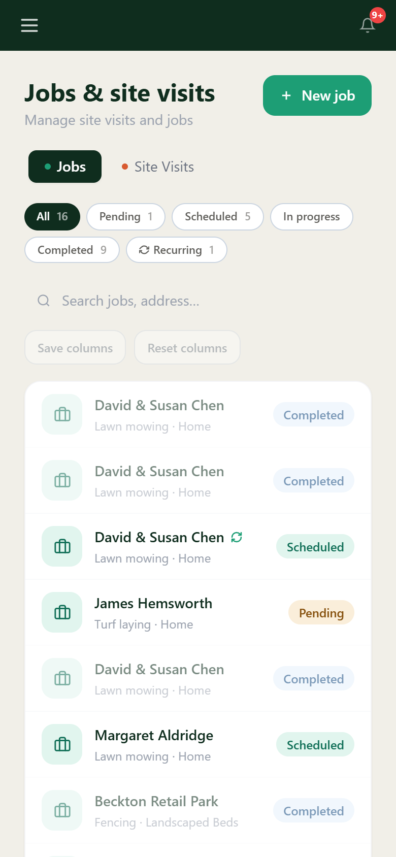 Jobs & enquiries on your phone