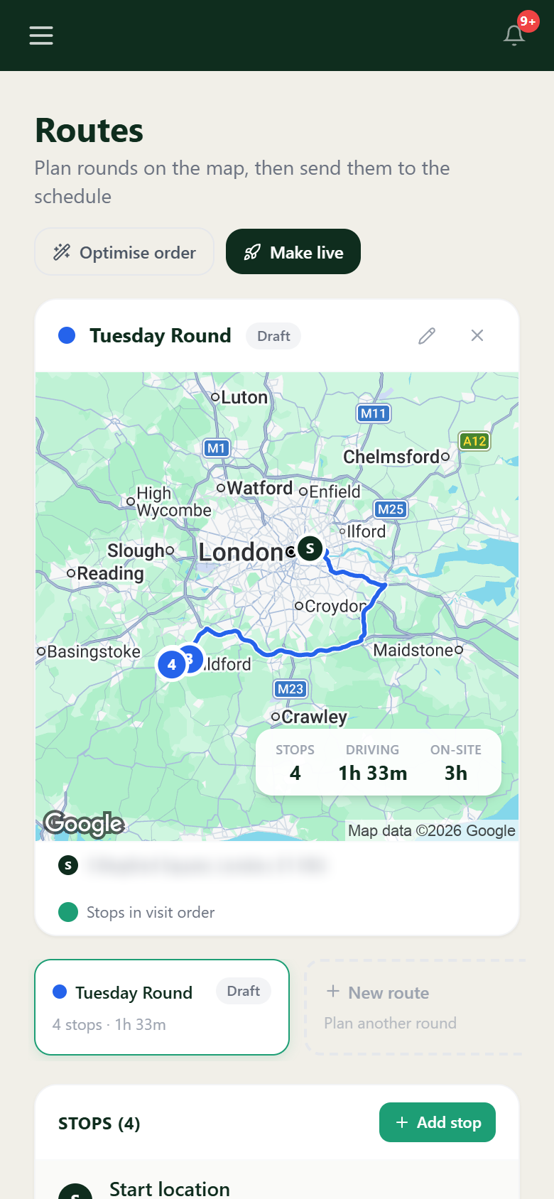 Routes on your phone