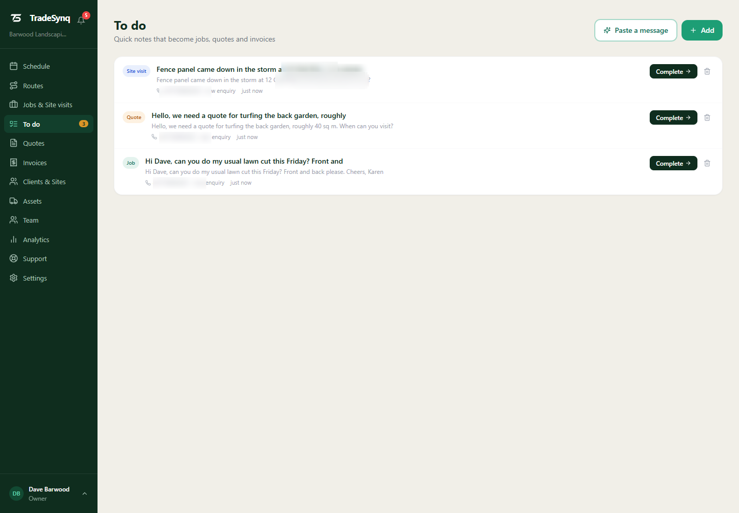 To do in TradeSynq